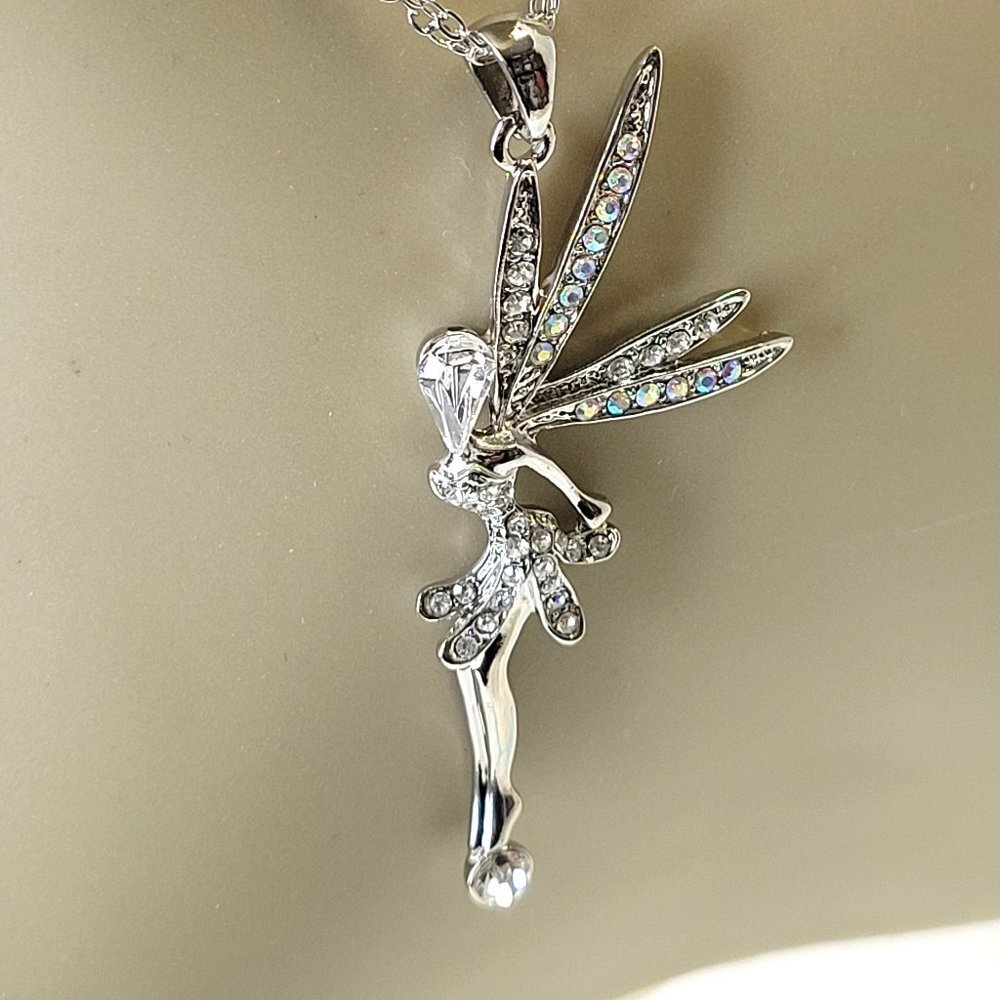Tinkerbell Fairy Necklace with fashion aurora borealis crystals